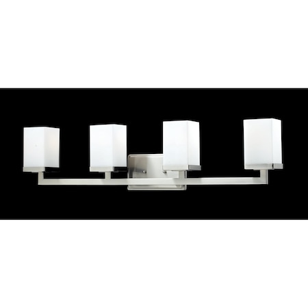 Z-Lite Tidal 4 Light Vanity, Brushed Nickel & Matte Opal 1900-4V